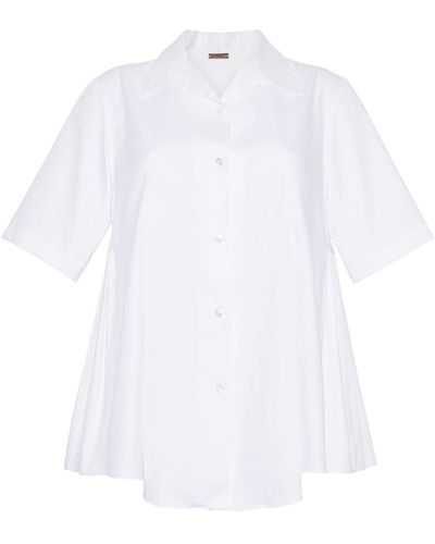 Adam Lippes Short Sleeve Side Gathered Top - White
