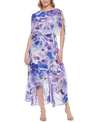 Jessica Howard Petites Drapey Hi Low Maxi Dress - Purple
