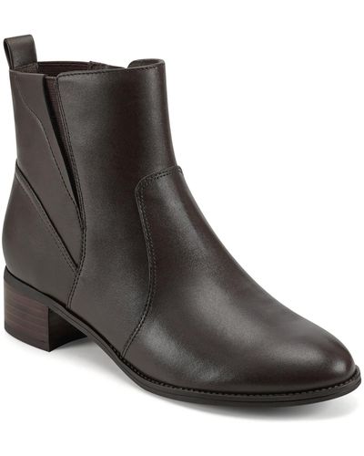 Easy Spirit Leather Embossed Ankle Boots - Black