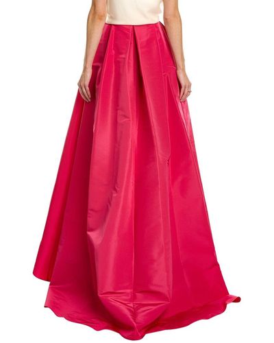 Carolina Herrera Button Front Ball Silk Midi Skirt - Red