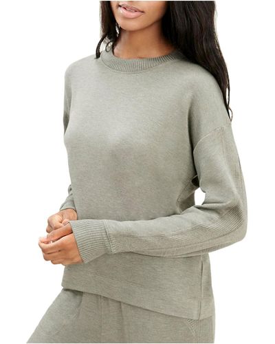 Splendid Pullover Ribbed Trim Sweatshirt - Gray