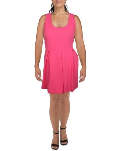White Mark Plus Party Short Fit & Flare Dress - Pink