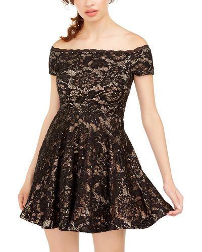 B Darlin Juniors Lace Sequined Party Dress - Black