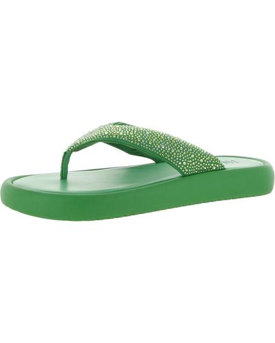INC Essily Rhinestone Slip On Flatform Sandals - Green