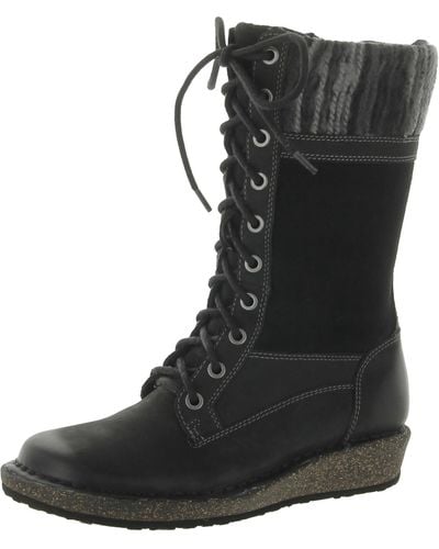 Aetrex Elsa Leather Knit Mid-calf Boots - Black