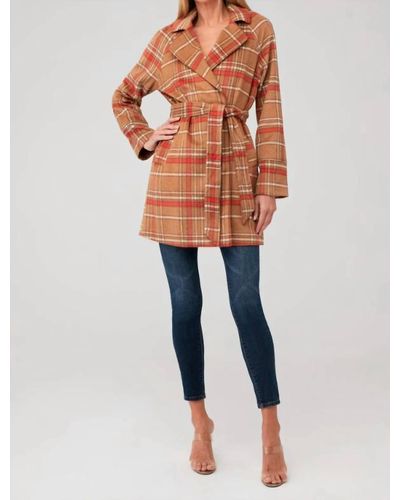 MINKPINK Check Coat In Plaid - Blue
