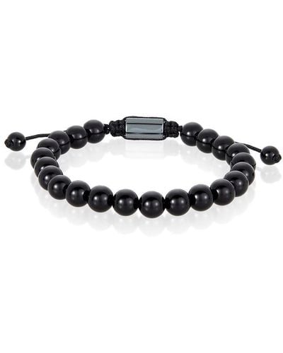 Crucible Jewelry Crucible Los Angeles Polished Onyx Natural Stone 8mm Beads On Adjustable Cord Tie Bracelet - Black