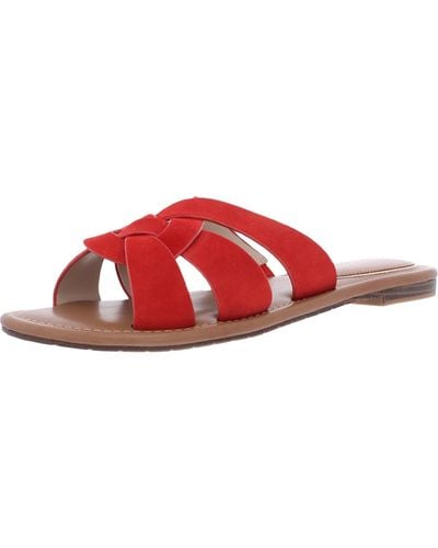 Kenneth Cole Mello Swirl Suede Open Toe Slide Sandals - Red