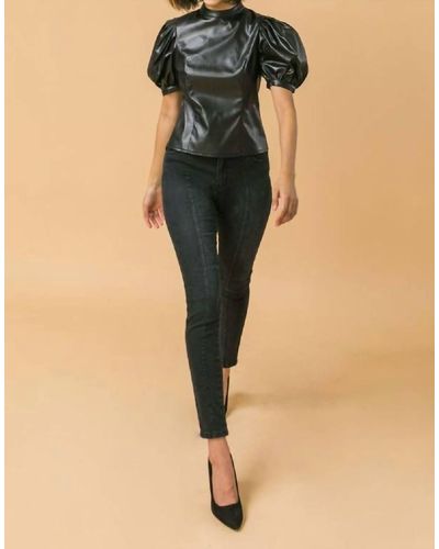 Flying Monkey Faux Leather Top - Black
