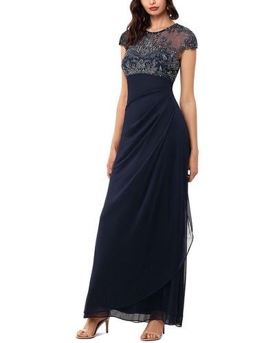 Xscape Beaded Maxi Evening Dress - Blue