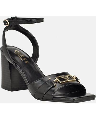 Guess Factory Canby Ankle Strap Block Heels - Black