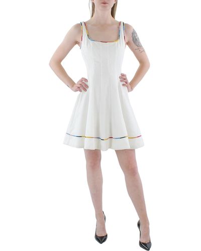 STAUD Wells Party Mini Fit & Flare Dress - White
