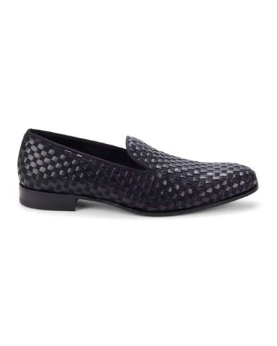 Mezlan Caba Leather Basketweave Loafers - Black