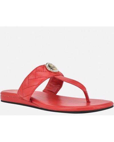 Guess Factory Janeann Quilted T-strap Sandals - Red