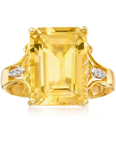 Ross-Simons Citrine Ring With White Topaz Accents - Yellow