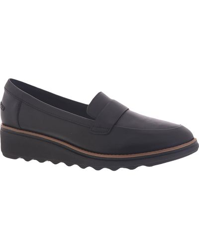 Clarks Sharon Gracie Leather Slip On Loafers - Black