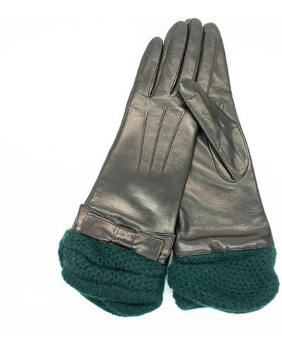 Portolano Leather Gloves With Knitted Cuff - Gray