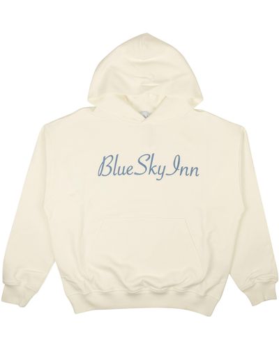 BLUE SKY INN Cream Cotton Graphic Logo Hoodie - White