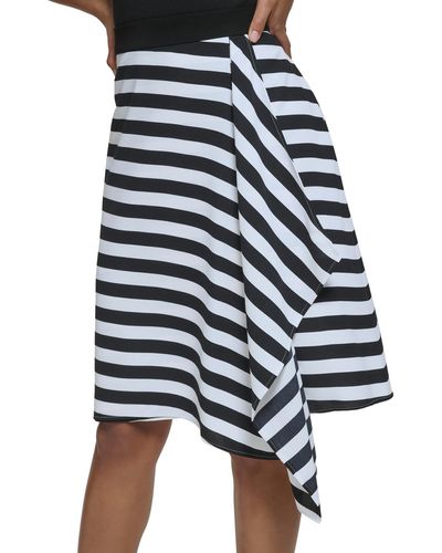 Karl Lagerfeld Striped Polyester Asymmetrical Skirt - Black