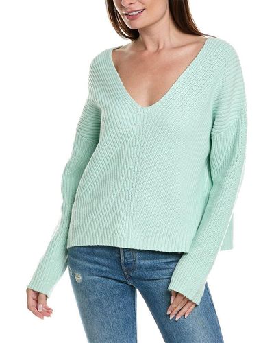 Theory Easy V-neck Wool-blend Sweater - Green