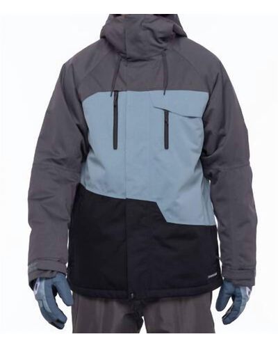 686 Geo Insulated Jacket In Charcoal Colorblock - Blue