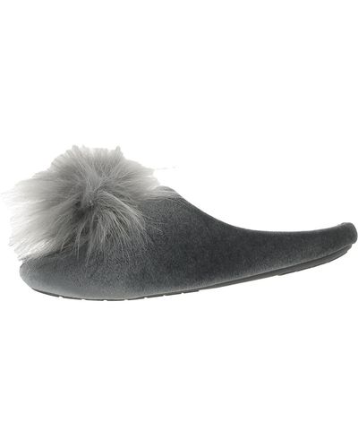 INC Velour Faux Fur Slide Slippers - Gray