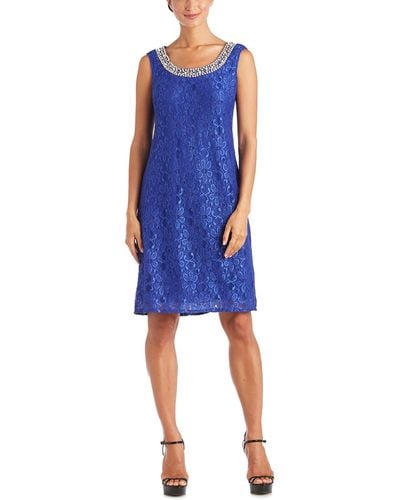R & M Richards Petites Lace Special Occasion Dress With Jacket - Blue