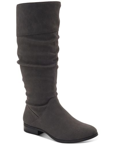 Style & Co. Kelimae 2 Faux Suede Ruched Mid-calf Boots - Black