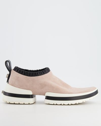 Stuart Weitzman Light,and Suede Elasticated Sneakers - White