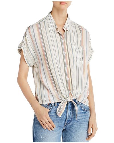 Beach Lunch Lounge Brooklyn Striped Tie-front Button-down Top - White