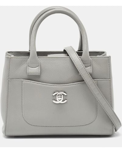 Chanel Leather Mini Neo Executive Shopping Tote - Gray
