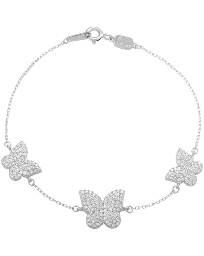 Suzy Levian Sterling Silver Cubic Zirconia Butterfly Bracelet - White