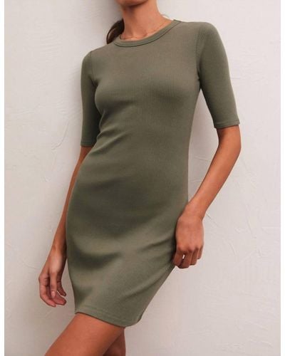 Z Supply Carolina Half Sleeve Mini Dress In Evergreen