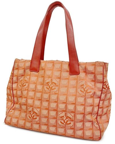 Chanel Travel Line Synthetic Tote Bag (pre-owned) - Orange