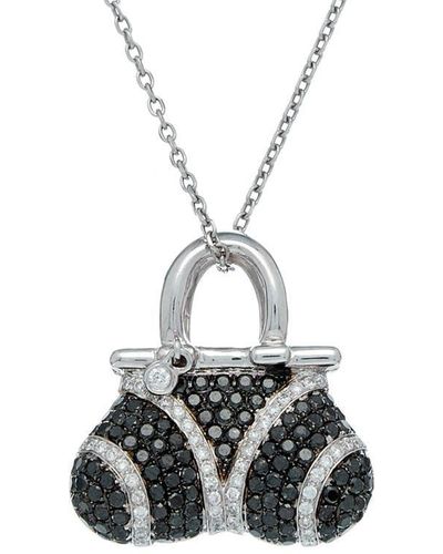 Diana M. Jewels 18kt White Gold Fashion Pendant Featuring 1.85 Cts Of Diamonds And 0.50 Cts Of White Diamonds