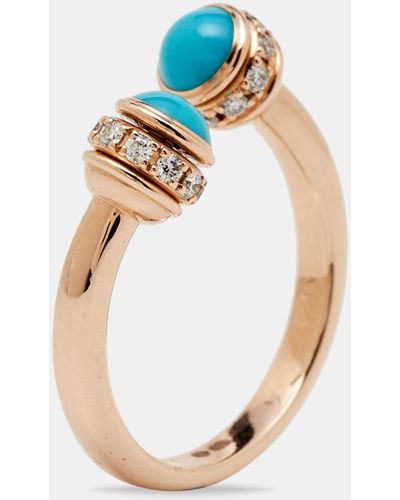 Piaget Possession Turquoise Diamond 18k Rose Ring - Blue