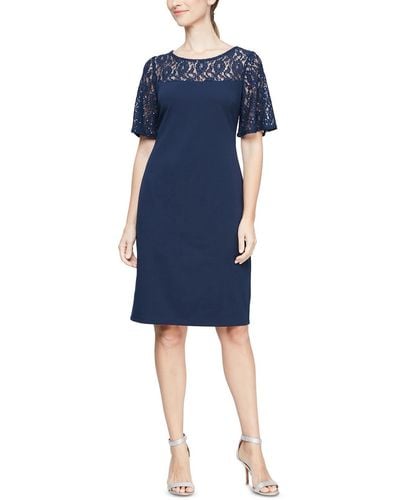 SLNY Sequined Knee-length Cocktail And Party Dress - Blue