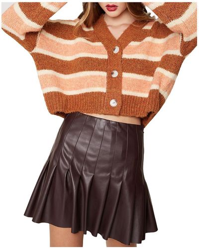 Lost + Wander Candy Says Striped Crop Sweater - Brown