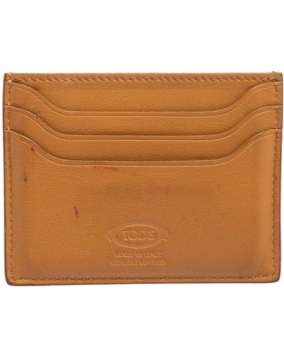 Tod's Tan Leather Card Holder - Brown