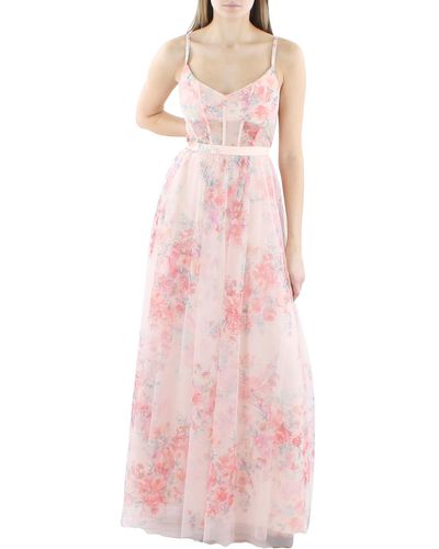 BCBGMAXAZRIA Floral Corset Evening Dress - Pink