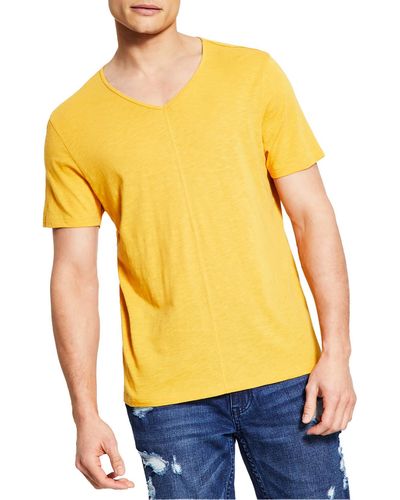 INC V-neck Short Sleeve T-shirt - Yellow