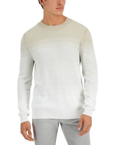 Alfani Ombre Stripe Crewneck Sweater - Blue