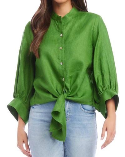 Karen Kane Puff Sleeve Top - Green