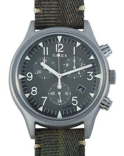 Timex Mk1 Steel Chronograph 42 Mm Olive Green Fabric Strap Watch Tw2r68600