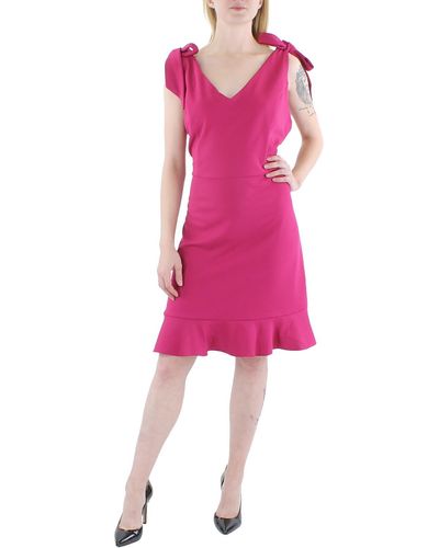 BCBGeneration V Neck Flounce Midi Dress - Pink