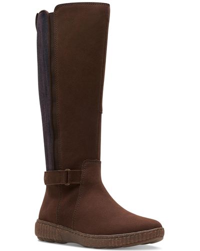 Clarks Caroline Leather Pull On Knee-high Boots - Brown
