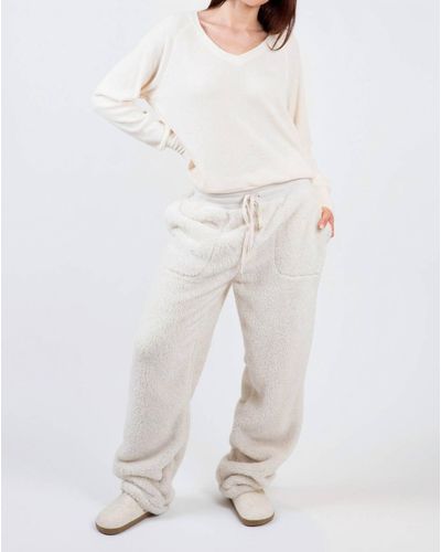 Pj Salvage Let's Get Cozy Pants In Stone - White