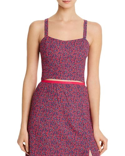 French Connection Verona Floral Sleeveless Crop Top - Purple