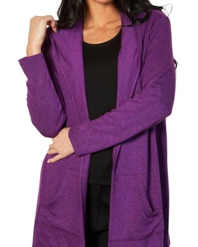 French Kyss Open Hoodie Duster - Purple