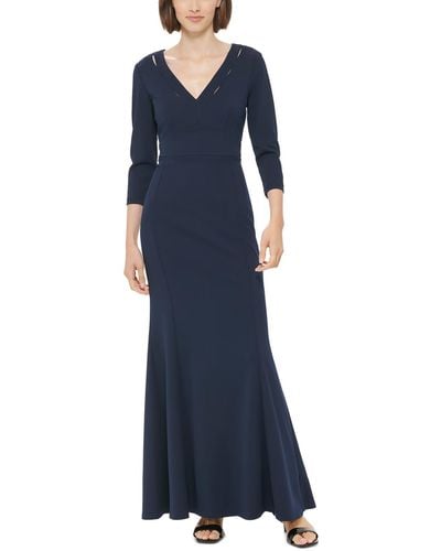 Calvin Klein Cut-out V-neck Evening Dress - Blue